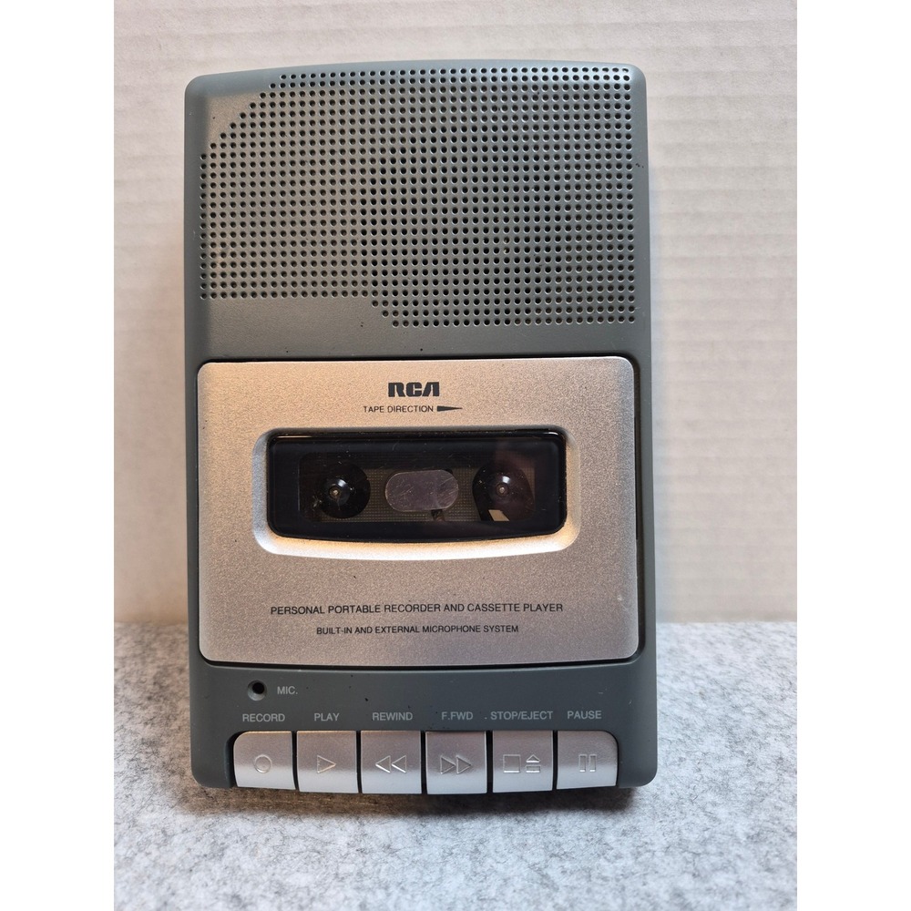 RCA RP3504-B Personal Portable Cassette Recorder and Player Built-in Mic Gray